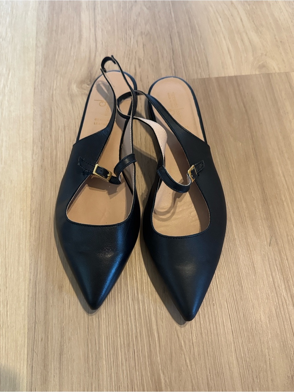 Riccardo Boccia Black Pointed Slingback Flats - Women's Elegant Slip-On
